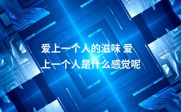 爱上一个人的滋味 爱上一个人是什么感觉呢